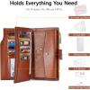 imageBOSTANTEN Womens Leather Wallets RFID Blocking Large Capacity Trifold Card Holder Ladies Phone Clutch BrownCOrange Brown