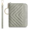 imageBOSTANTEN Credit Card Holder Wallet RFID Blocking Leather Small Wallet for Women Zipper Keychain Wallet with Wristlet BlackLight Grey