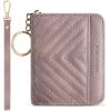 imageBOSTANTEN Credit Card Holder Wallet RFID Blocking Leather Small Wallet for Women Zipper Keychain Wallet with Wristlet BlackPurple
