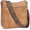 imageBOSTANTEN Crossbody Bags for Women Trendy Vegan Leather Hobo Purses Shoulder Handbags With Wide Shoulder StrapA05camel Brown