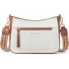 imageBOSTANTEN Crossbody Bags for Women Vegan Leather Purses Quilted Shoulder Handbags with Adjustable Shoulder StrapA01beige With Brown