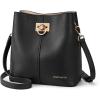 imageBOSTANTEN Crossbody Bucket Shoulder Bags for Women Vegan Leather Purse Cross Body Handbag Multiple PocketsBlack