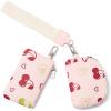 imageBOSTANTEN Keychain Wallet RFID Leather Credit Card Holder Wristlet Wallets for Women with Coin Purse  Lipstick Case BeigeBrownACherry Print