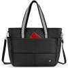 imageBOSTANTEN Puffer Tote Bag for Women Travel Tote Bag with Trolley Sleeve Lightweight Quilted Laptop Nurse Bag with ZipperPuffer Black