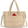 imageBOSTANTEN Puffer Tote Bag for Women Travel Tote Bag with Trolley Sleeve Lightweight Quilted Laptop Nurse Bag with ZipperPuffer Khaki