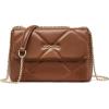 imageBOSTANTEN Shoulder Bag for Women Small Purse Vegan Leather Quilted Crossbody Bags With Chain Trendy Ladies HandbagsBrown