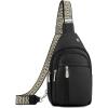 imageBOSTANTEN Sling Bag Cross Body Bag Trendy Leather Crossbody Purse Chest Bag with Adjustable Guitar Strap for TravelBlack