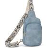 imageBOSTANTEN Sling Bag Quilted Crossbody Bags for Women Cross Body Purse Leather Fanny Pack with Adjustable Guitar StrapAlight Blue
