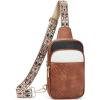 imageBOSTANTEN Sling Bag Quilted Crossbody Bags for Women Cross Body Purse Leather Fanny Pack with Adjustable Guitar StrapAtricolor Mix