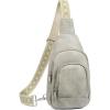 imageBOSTANTEN Sling Bag for Women Leather Crossbody Bag Vintage Cross Body Purse for Travel with Guitar Strap Bohemian StyleTwilight Grey