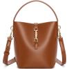 imageBOSTANTEN Small Bucket Bag for Women Crossbody Bags Trendy Vegan Leather Shoulder Purses Designer Ladies HandbagsBrown