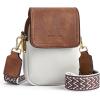 imageBOSTANTEN Small Crossbody Bags for Women Cell Phone Purse Leather Wallet Handbags with Card SlotsC01brown With Beige