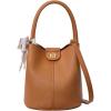 imageBOSTANTEN Small Crossbody Bags for Women Vegan Leather Mini Bucket Handbag Removable Shoulder StrapBrown