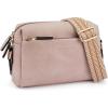 imageBOSTANTEN Small Crossbody Purse for Women Triple Zip Cell Phone Leather Handbag with Colored Shoulder StrapPink