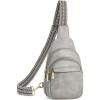 imageBOSTANTEN Small Sling Bag for Women Leather Crossbody Bags Fanny Pack Chest Bag for TravelATwilight Grey