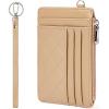 imageBOSTANTEN Small Wallet For Women RFID Leather Credit Card Holder Slim Wristlet Keychain Wallet With Zipper PocketQKhaki