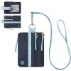 imageBOSTANTEN Small Wallet RFID Minimalist Zip ID Case Wallet with Lanyard Keychain Water Resistant Card Wallets for Women ampamp Men BlackNavy Blue and Sky Blue