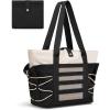 imageBOSTANTEN Travel Tote Bags for Women Foldable Beach Bag Waterproof Zipper Gym Sports Shopping Bag Trolley SleeveAblack With Offwhite