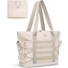 imageBOSTANTEN Travel Tote Bags for Women Foldable Beach Bag Waterproof Zipper Gym Sports Shopping Bag Trolley SleeveAoffwhite