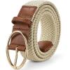 imageBOSTANTEN Women Belts For Jeans Dresses Pants Trendy Ladies Leather Waist Black Belt with Silver Oval Buckle003khakiBraided