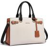imageBOSTANTEN Women Leather Handbag Designer Satchel Purses Top Handle Shoulder Totes Crossbody BagA01beige With Brown