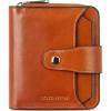 imageBOSTANTEN Women Leather Wallet Small RFID Blocking Bifold Zipper Pocket Wallet Card Case with ID Window BlackBeige3abrownoil Wax