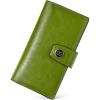 imageBOSTANTEN Womens Leather Wallets RFID Blocking Large Capacity Trifold Card Holder Ladies Phone Clutch BrownDGreen