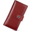 imageBOSTANTEN Womens Leather Wallets RFID Blocking Large Capacity Trifold Card Holder Ladies Phone Clutch BrownDWine Red