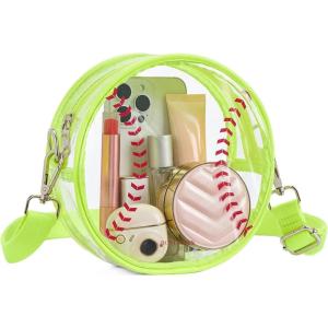 imageBOSTANTEN Baseball Crossbody Bags for Women Small Round Purse with Card Slots Cute Vegan Leather Shoulder Bag for Game DayYellow