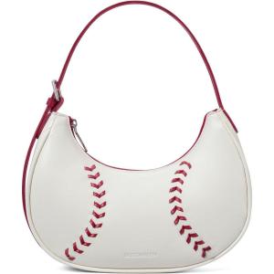 imageBOSTANTEN Baseball Shoulder Purses for Sport Mom Trendy Small Hobo Bag Vegan Leather Women Handbags for Daily EventsBeige