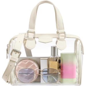 imageBOSTANTEN Clear Bag for Stadium Approved Top Handle Crossbody Purses Barrel Handbag for Events Concerts Travel Daily UseBeige