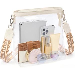 imageBOSTANTEN Clear Bag for Stadium Events Approved Crossbody Purse with Adjustable Strap for Concerts FestivalsBeige