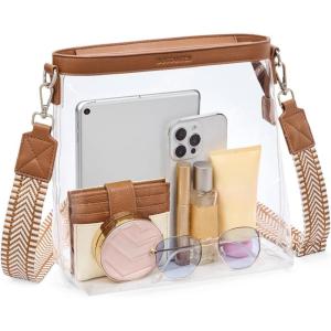imageBOSTANTEN Clear Bag for Stadium Events Approved Crossbody Purse with Adjustable Strap for Concerts FestivalsBrown
