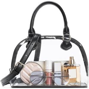 imageBOSTANTEN Clear Bag for Stadium Events Small Crossbody Purse Handbag with Top Handle for Concerts Sports TravelBlack