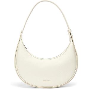 imageBOSTANTEN Crescent Shoulder Bag Vegan Leather Purses for Women Trendy Crossbody Clutch Hobo Handbag Adjustable StrapSmall Beige 945x276x531