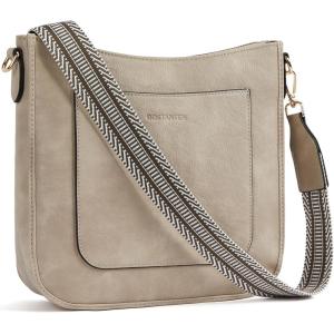 imageBOSTANTEN Crossbody Bags for Women Trendy Vegan Leather Hobo Handbags Fashion Shoulder Purse with Adjustable Guitar StrapA06grey