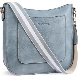 imageBOSTANTEN Crossbody Bags for Women Trendy Vegan Leather Hobo Handbags Fashion Shoulder Purse with Adjustable Guitar StrapA10denim Blue