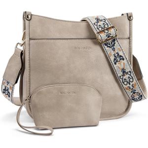 imageBOSTANTEN Crossbody Bags for Women Trendy Vegan Leather Hobo Handbags Fashion Shoulder Purse with Adjustable Guitar StrapD05grey