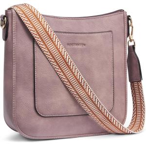 imageBOSTANTEN Crossbody Bags for Women Trendy Vegan Leather Hobo Handbags Fashion Shoulder Purse with Adjustable Guitar StrapPurple