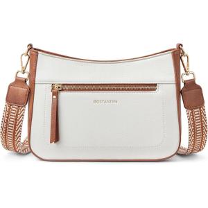 imageBOSTANTEN Crossbody Bags for Women Vegan Leather Purses Quilted Shoulder Handbags with Adjustable Shoulder StrapA01beige With Brown