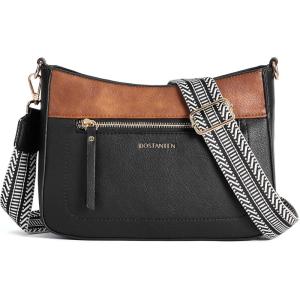 imageBOSTANTEN Crossbody Bags for Women Vegan Leather Purses Quilted Shoulder Handbags with Adjustable Shoulder StrapA01brown With Black
