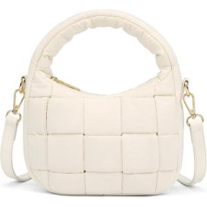 imageBOSTANTEN Crossbody Bags for Women Vegan Leather Purses Quilted Shoulder Handbags with Adjustable Shoulder StrapPwhite