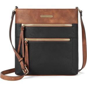 imageBOSTANTEN Crossbody Purses for Women Medium Shoulder Bag Quilted Handbags with Zipper PocketC02black With Brown