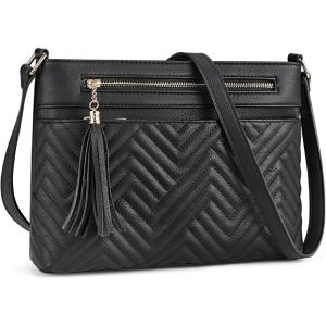 imageBOSTANTEN Crossbody Purses for Women Medium Shoulder Bag Quilted Handbags with Zipper PocketZblack