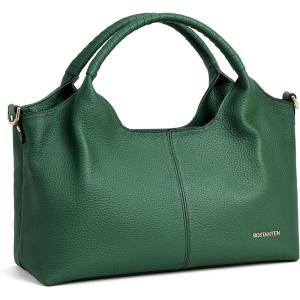 imageBOSTANTEN Genuine Leather Purses for Women Designer Handbags Crossbody Shoulder Bags Top Handle Satchel with Adjustable StrapDark Green