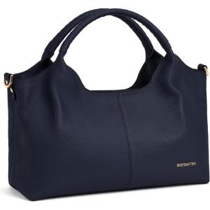 imageBOSTANTEN Genuine Leather Purses for Women Designer Handbags Crossbody Shoulder Bags Top Handle Satchel with Adjustable StrapNavy Blue