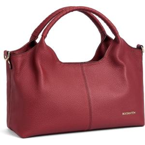 imageBOSTANTEN Genuine Leather Purses for Women Designer Handbags Crossbody Shoulder Bags Top Handle Satchel with Adjustable StrapRed