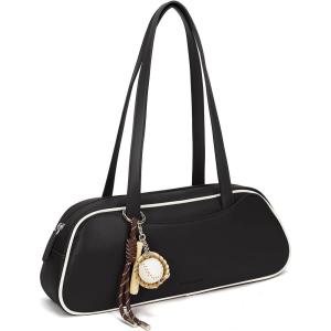imageBOSTANTEN Handbags for Women Trendy Vegan Leather Underarm Purse Daily Shoulder Bag with Baseball CharmBlack