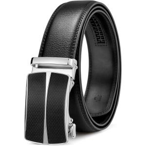 imageBOSTANTEN Mens Belt Leather Ratchet Belt For Men Dress and Casual with Adjustable Buckle Trim to Fit006black
