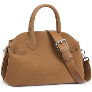 imageBOSTANTEN Satchel Purses for Women Trendy Slouchy Bags Vegan Leather Shoulder Bag Designer Purses with Adjustable StrapBbrown